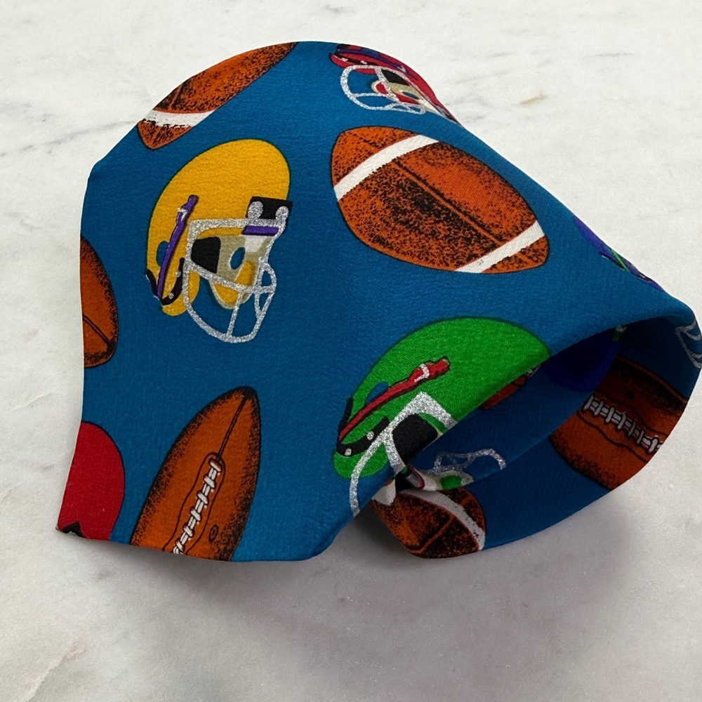 Vintage 1993 Lillian Vernon Football Tie 100% Silk Novelty Sports Necktie